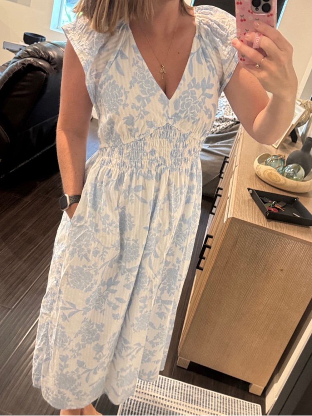 Universal Thread Light Blue Floral Midi Dress